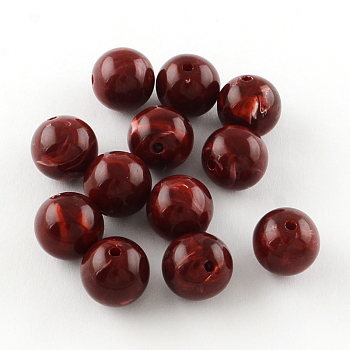 Round Imitation Gemstone Acrylic Beads, Dark Red, 6mm, Hole: 1.5mm, about 4100pcs/500g