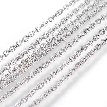 304 кабельные цепи из нержавеющей стали, пайки, плоский овал, нержавеющая сталь цвет, 2x1.5x0.4 mm