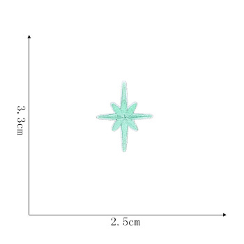 Computerized Embroidery Cloth Self-adhesive/Sew on Patches, Costume Accessories, 8 Pointed Star, Aquamarine, 33x25mm