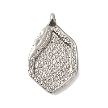 Non-Tarnish 304 Stainless Steel Pendants, Textured Irregular Oval Charms, Stainless Steel Color, 26x15x4mm, Hole: 1.8mm