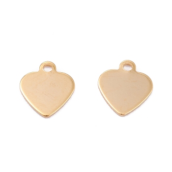 201 Stainless Steel Charms, Laser Cut, Heart, Real 18k Gold Plated, 9x8x0.5mm, Hole: 1.2mm