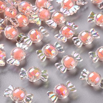 Transparent Acrylic Beads, Bead in Bead, AB Color, Candy, Salmon, 9x17x8.5mm, Hole: 2mm, about 960pcs/500g
