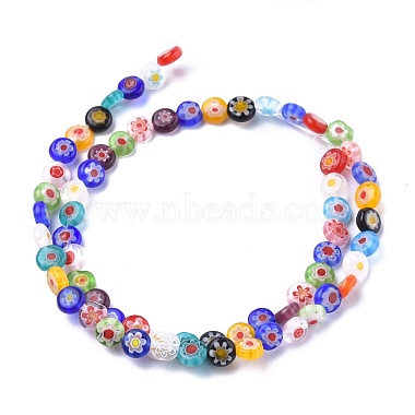 Flat Round Handmade Millefiori Glass Beads(LK-R004-55)-2