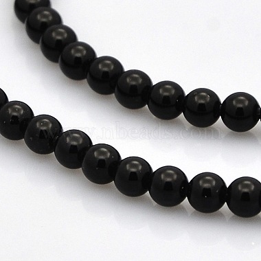 4mm Round Black Agate Beads