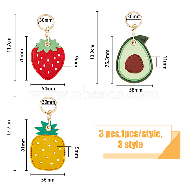 hobbiesay 3шт. 3 стиль фруктовый стиль милый pu кожаный защитный чехол держатель для карты доступа брелок(KEYC-HY0001-11)-2