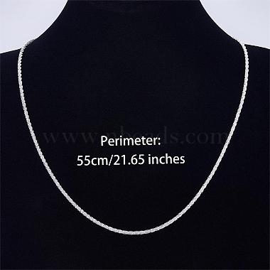 Rhodium Plated 925 Sterling Silver Thin Dainty Link Chain Necklace for Women Men(JN1096B-04)-2