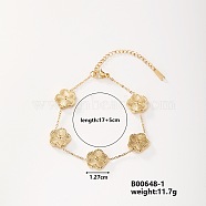 Delicate and Shiny Stainless Steel Flower Bracelet for European and American Fashionistas, Golden, 6-3/4 inch(17cm)(AF4957)