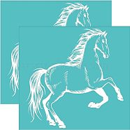 Self-Adhesive Silk Screen Printing Stencil, for Painting on Wood, DIY Decoration T-Shirt Fabric, Turquoise, Horse Pattern, 220x280mm(DIY-WH0338-034)