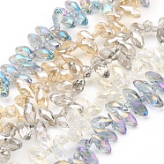 Eletroplated Glass Beads, Faceted, teardrop, Mixed Color, 12x6mm, Hole: 1mm(X-EGLA-R013-12x6mm-M)