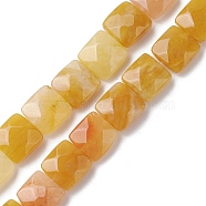 Natural Topaz Jade Beads Strands, Faceted Square, 10x10x5mm, Hole: 1.2mm, about 20pcs/strand, 7.95''(20.2cm)(G-K359-B10-01)