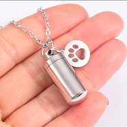 Stainless Steel Column and Word Love Urn Ashes Pendant Necklace, Memorial Jewelry for Men Women, Stainless Steel Color, 19.69 inch(50cm)(BOTT-PW0002-010B-S)