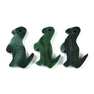 Natural Sinkiang Jade Pendants, Dinosaur Charms, 50x40x6.5mm, Hole: 4mm(G-C157-03A)