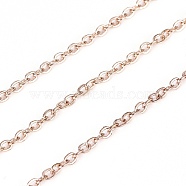 304 Stainless Steel Cable Chains, Soldered, with Spool, Flat Oval, Rose Gold, 2.5x1.5x0.2mm, about 32.8 Feet(10m)/roll(CHS-G011-05RG-02)