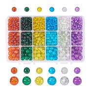PandaHall Elite Spray Painted Crackle Glass Beads, Round, Mixed Color, 4mm, Hole: 1.1~1.3mm, 6mm, Hole: 1.3~1.6mm, 8mm, Hole: 1.3~1.6mm(CCG-PH0002-04)