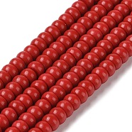 Dyed Synthetic Coral Beads Strands, Rondelle, FireBrick, 6x4mm, Hole: 0.8mm, about 103pcs/strand, 15.75''(40cm)(CORA-P010-05B)