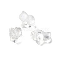 Natural Quartz Crystal Carved Half Hole Beads, Rock Crystal Animal Beads, Dog, 20x20x9.5mm, Hole: 1mm(G-K367-02B)