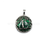 Synthetic Malachite Pendants, Tree of Life Charms with Platinum Plated Alloy Findings, 31x27mm(FIND-PW0025-04V)