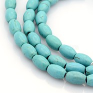 Synthetic Turquoise Beads Strands, Dyed, Rice, Turquoise, 8x6mm, Hole: 1mm, about 52pcs/strand, 16 inch(G-J183-01)