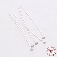 925 Sterling Silver Flat Head Pins, Silver, 25x1.5x0.7mm, Head: 1.5mm(STER-K017-25mm-S-02)