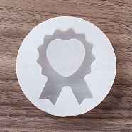 Heart Medal Shaker Molds, DIY Quicksand Silicone Molds, Resin Casting Molds, for UV Resin, Epoxy Resin Craft Making, White, 61x12mm, Inner Diameter: 37x50mm(DIY-G050-03)