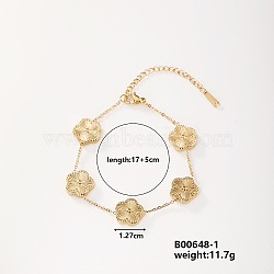 Delicate and Shiny Stainless Steel Flower Bracelet for European and American Fashionistas, Golden, 6-3/4 inch(17cm)(AF4957)