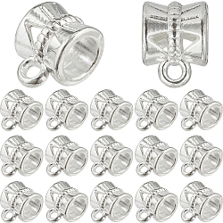 240Pcs Tibetan Style Alloy Tube Bails, Loop Bails, Bail Beads, Column, Lead Free & Cadmium Free, Silver, 9x7x7mm, Hole: 2mm(TIBE-SP0001-09S)
