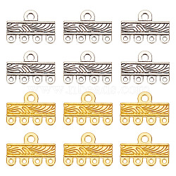 ARRICRAFT 60pcs 2 colors Alloy Chandelier Component Links, Rectangle with Wave Connector, Mixed Color, 11.5x16x1mm, Hole: 1mm & 2mm, 30pcs/color(FIND-AR0004-69)