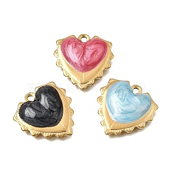 304 Stainless Steel Pendants, with Enamel, Heart Charms, Ion Plating(IP), Real 18K Gold Plated, Mixed Color, 17.5x17x3mm, Hole: 1.6mm(STAS-N108-100G)