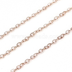 304 Stainless Steel Cable Chains, Soldered, with Spool, Flat Oval, Rose Gold, 2.5x1.5x0.2mm, about 32.8 Feet(10m)/roll(CHS-G011-05RG-02)