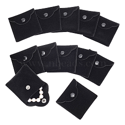 Square Velvet Jewelry Pouches, Jewelry Gift Bags with Snap Button, for Ring Necklace Earring Bracelet, Black, 5.9x6x0.9cm(ABAG-WH0012-05B)