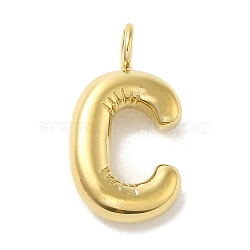 304 Stainless Steel Pendants, Real 14K Gold Plated, Letter Charm, Letter C, 24x13x5mm, Hole: 4mm(STAS-K263-47G-C)