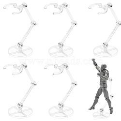 Clear Plastic Model Assembled Action Figure Display Holders, Doll Model Support Stands, with Iron Findings, Round, 4.95x11cm(ODIS-WH0030-72C)