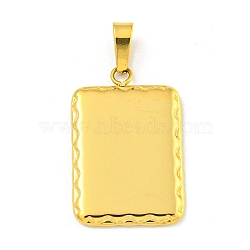 Ion Plating(IP) 304 Stainless Steel Pendants, Rectangle Charm, Golden, 23x15x2mm, Hole: 5x3mm(STAS-F307-33G)