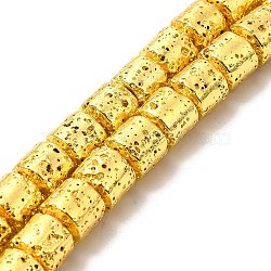 Electroplated Natural Lava Rock Beads Strands, Column, Golden Plated, 8x8.5mm, Hole: 1mm, about 50pcs/strand, 15.94~16.14 inch(40.5~41cm)(G-G984-07G)