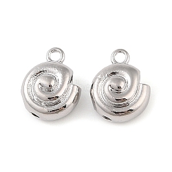 Brass Charms, Snail, Real Platinum Plated, 13x10.5x6.5mm, Hole: 1.6mm(KK-Q816-22P)