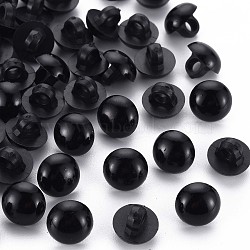 1-Hole Plastic Buttons, Half Round, Black, 10x9mm, Hole: 3mm(BUTT-N018-033G-01)