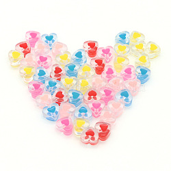 Transparent Acrylic Enamel Beads, Heart, Mixed Color, 18x10mm, Hole: 2.5mm, about 500g/bag(HEAR-PW0002-076)