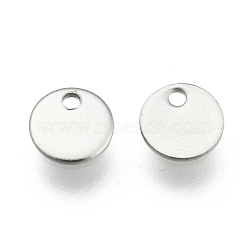 Tarnish Resistant 304 Stainless Steel Charms, Blank Stamping Tag, Flat Round, Stainless Steel Color, 6x0.5mm, Hole: 1mm(STAS-M211-22)