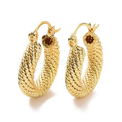 Brass Chunky Hoop Earrings for Women, Cadmium Free & Lead Free, Light Gold, 23x19.5x15mm, Pin: 0.9mm(EJEW-A072-21LG)