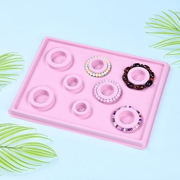 8 Sizes Plastic Rectangle Bracelet Design Board, Flocking, 13.70x10.24x0.63 inch, Pink, 34.8x26x1.6cm.