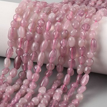 Natural Madagascar Rose Quartz Beads Strands, Tumbled Stone, Nuggets, 3~9x5~6x2.5~6mm, Hole: 0.8~1mm, about 62~64pcs/strand, 15.55''~16.34''(39.5c~41.5m)