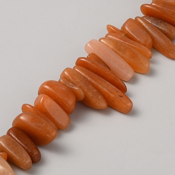 Natural Red Aventurine Beads Strands, Top Drilled, Nuggets Beads, 8~26x6~8x3~8mm, Hole: 1mm, about 75pcs/strand, 15.55~15.94 inch(39.5~40.5cm)