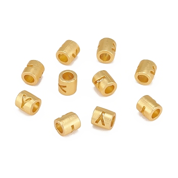 Alloy Hollow Pendant Beads, Barrel with Letter, Matte Gold Color, Letter.Y, 6.5x5mm, Hole: 3.5mm