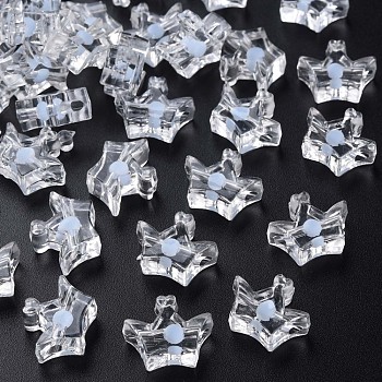 Transparent Acrylic Beads, Bead in Bead, Crown, Light Sky Blue, 14x17.5x7mm, Hole: 2mm, about 581pcs/500g