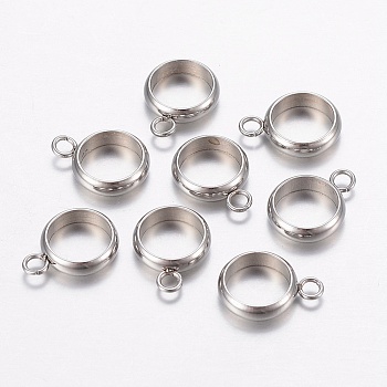 201 Stainless Steel Tube Bails, Loop Bails, Ring, Stainless Steel Color, 8.5x6x2mm, Hole: 2mm, 4mm Inner Diameter