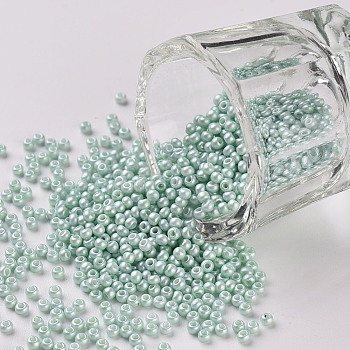 11/0 Grade A Round Glass Seed Beads, Baking Paint, Azure, 2.3x1.5mm, Hole: 1mm, about 48500pcs/pound