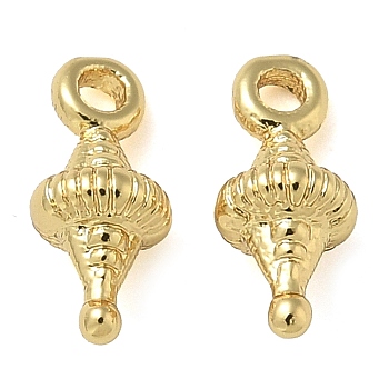 Rack Plating Brass Pendants, Long-Lasting Plated, Lead Free & Cadmium Free, Cone Charms, Real 18K Gold Plated, 8x3.5mm, Hole: 1mm