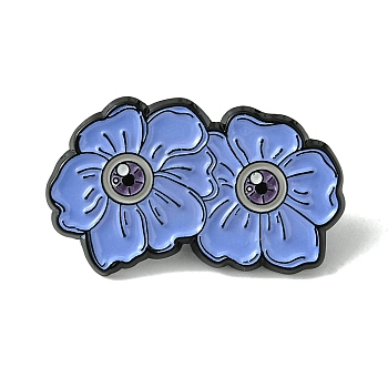 Black Alloy Brooches, Enamel Pins, for Backpack Cloth, Flower, 18.5x31x1.5mm