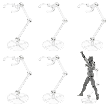 Clear Plastic Model Assembled Action Figure Display Holders, Doll Model Support Stands, with Iron Findings, Round, 4.95x11cm