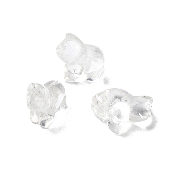 Natural Quartz Crystal Carved Half Hole Beads, Rock Crystal Animal Beads, Dog, 20x20x9.5mm, Hole: 1mm